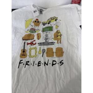 Friends Funny Series TV Comedy Crew Neck Adults Men White Tshirt Tee Medium New
